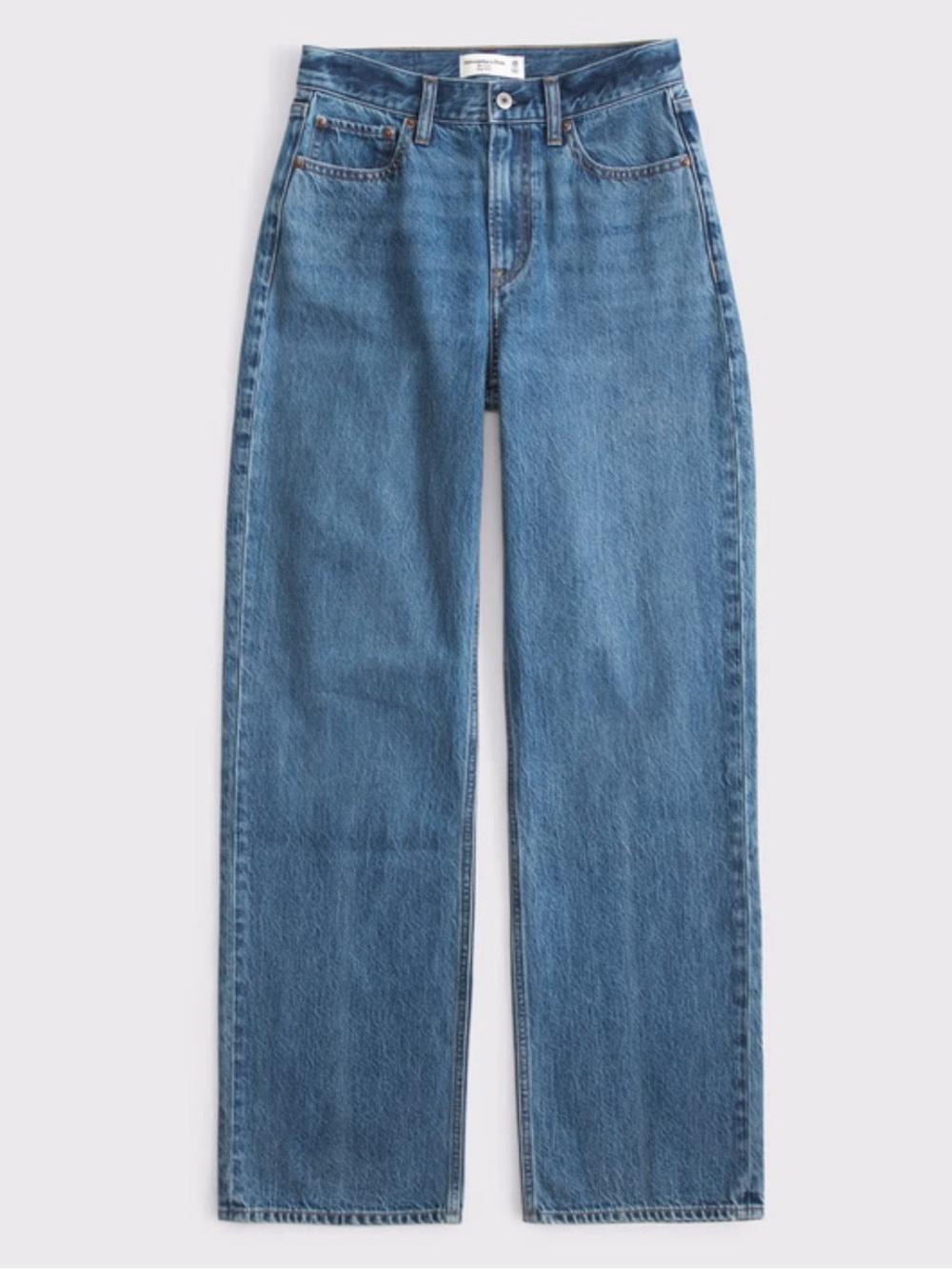 abercrombie loose Women's High-Rise Straight Leg Jeans - Blue